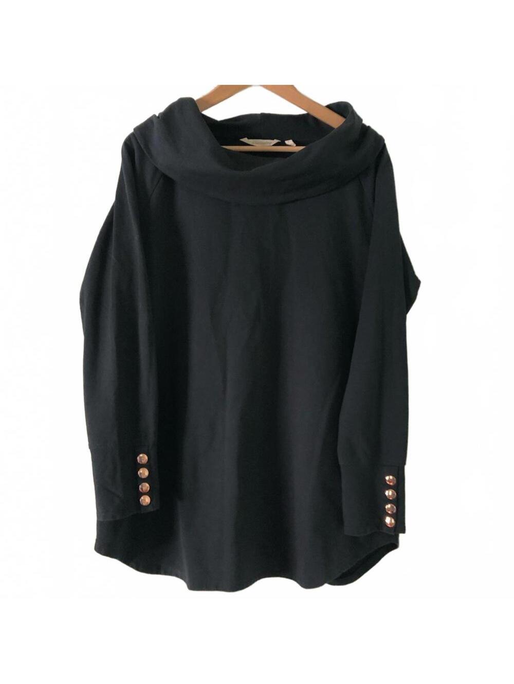 Soft Surroundings Blue Cowl Neck Top with Button Detail - Size L